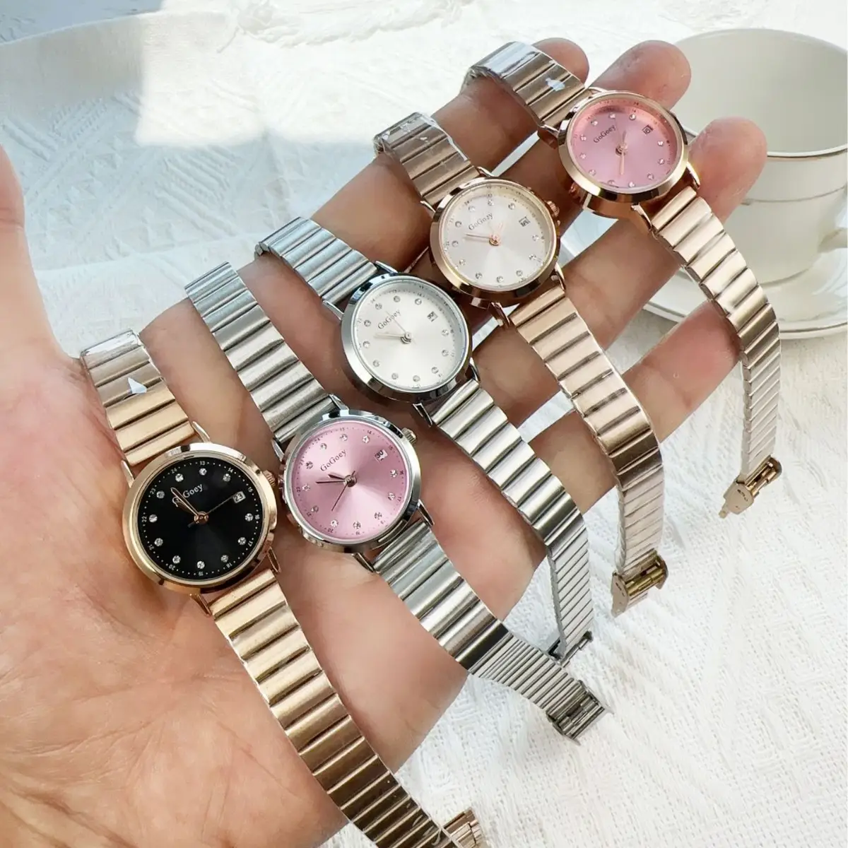 Women's Rose Gold Quartz Watch with Diamond Dial - Image 9