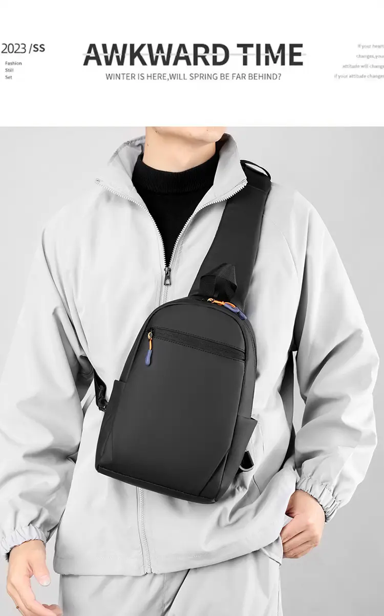 Men's Grey Multi-Color Business Shoulder Bag Large Capacity — feature 5