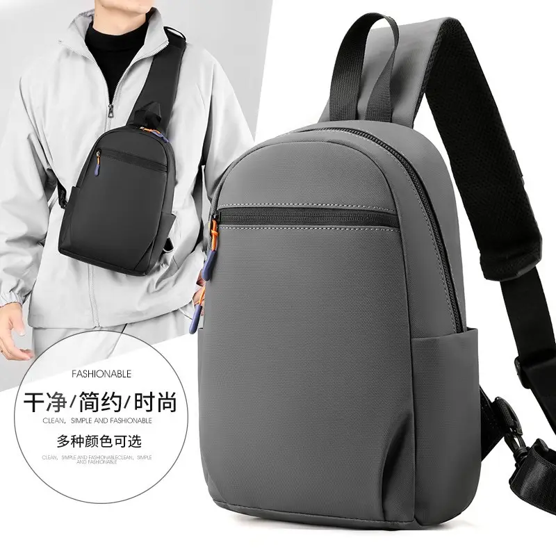 Men's Grey Multi-Color Business Shoulder Bag Large Capacity - Image 2