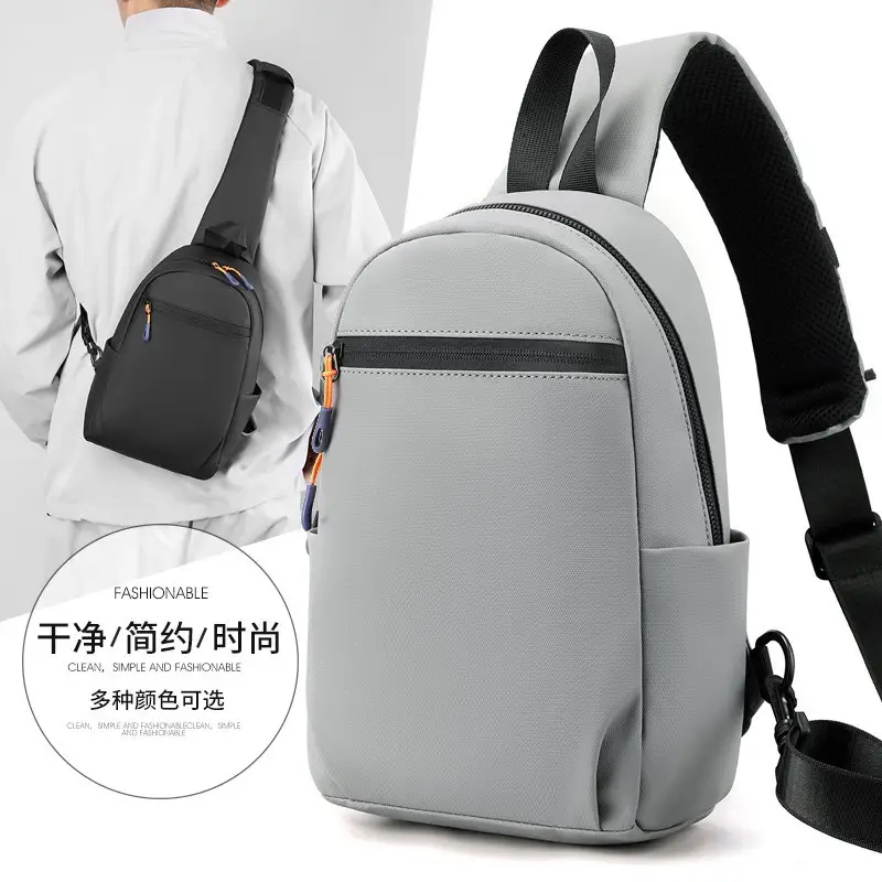 Men's Grey Multi-Color Business Shoulder Bag Large Capacity - Image 3
