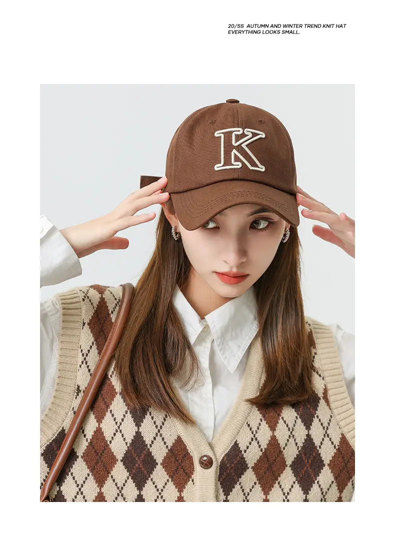 Brown Korean Embroidered Baseball Cap for Men Women — feature 17