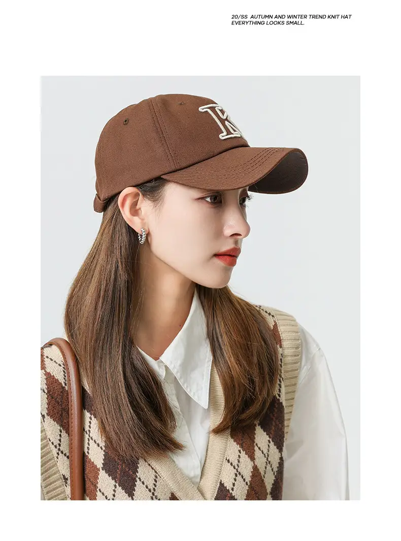 Brown Korean Embroidered Baseball Cap for Men Women — feature 18