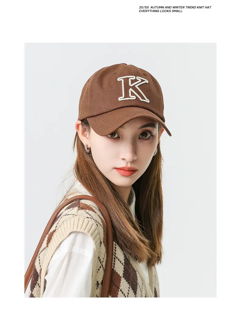 Brown Korean Embroidered Baseball Cap for Men Women — feature 19