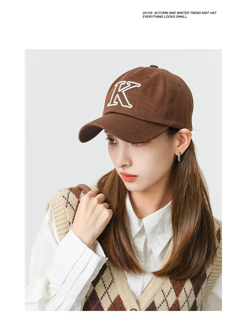 Brown Korean Embroidered Baseball Cap for Men Women — feature 20