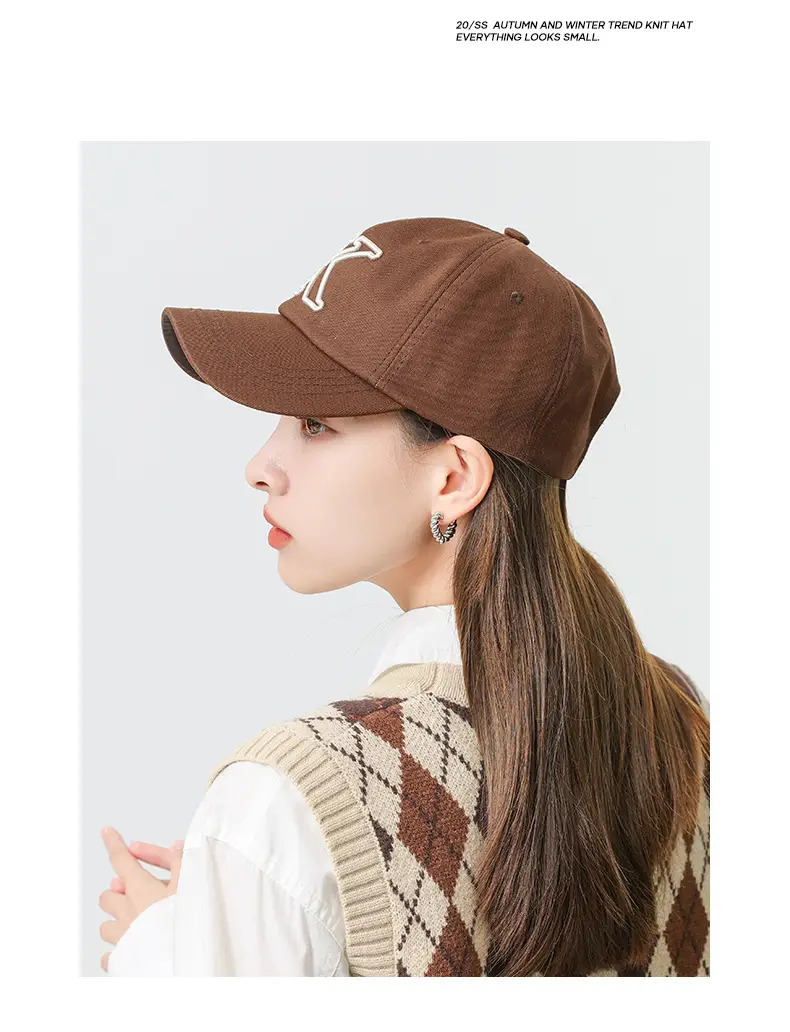 Brown Korean Embroidered Baseball Cap for Men Women — feature 21