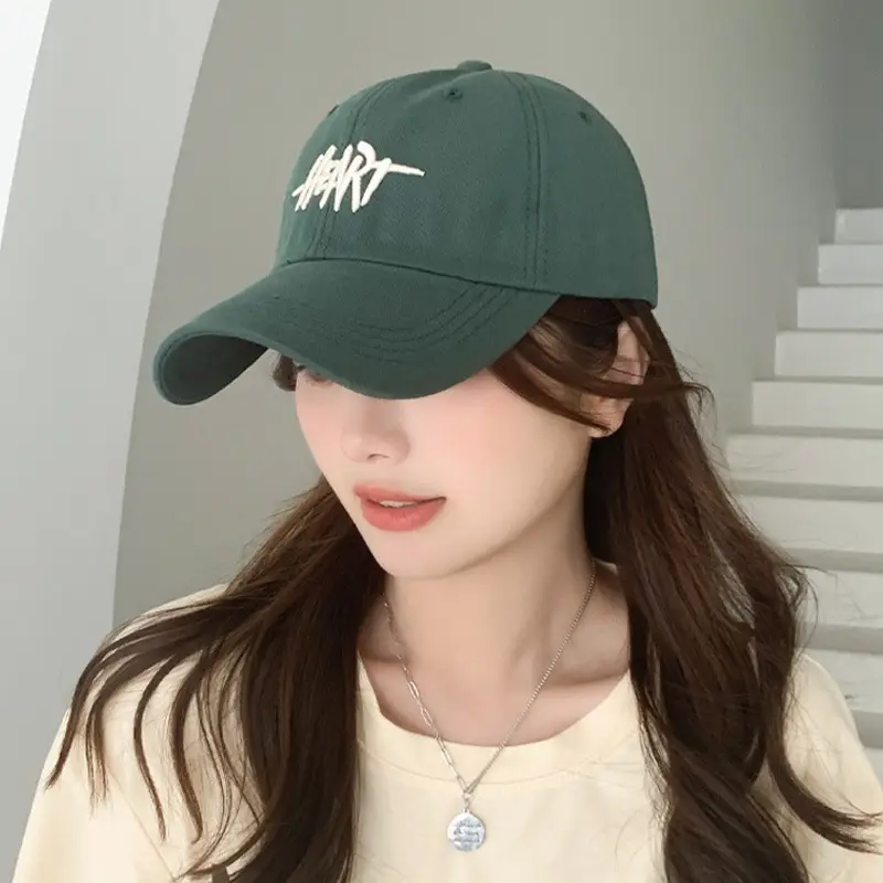 Brown Korean Embroidered Baseball Cap for Men Women
