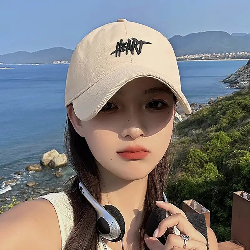 Brown Korean Embroidered Baseball Cap for Men Women