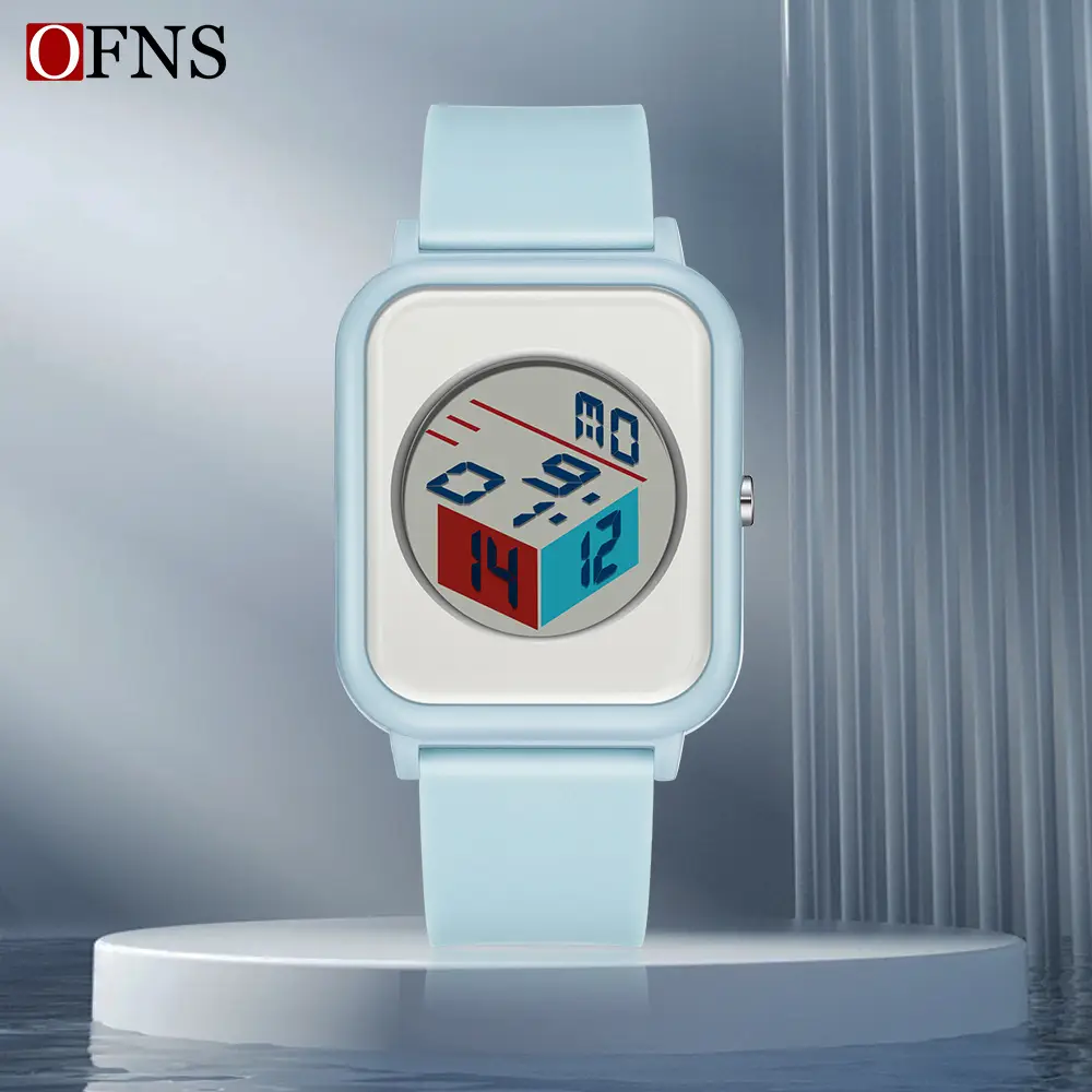 O'FANS Square Watch with Rubik Cube Face & Pink Strap - Image 11