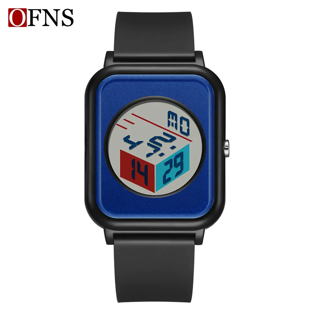 O'FANS Square Watch with Rubik Cube Face & Pink Strap - Image 3