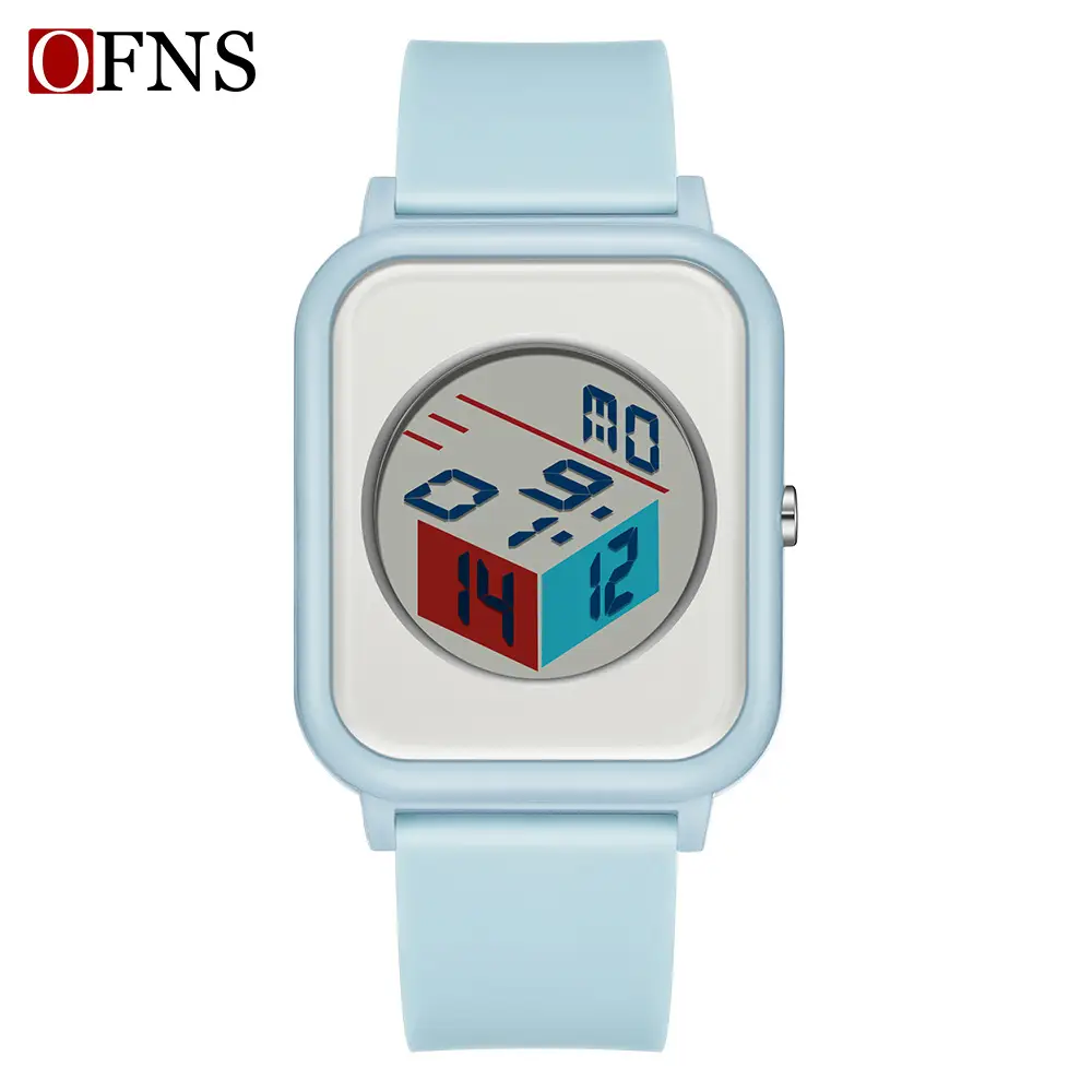 O'FANS Square Watch with Rubik Cube Face & Pink Strap - Image 4