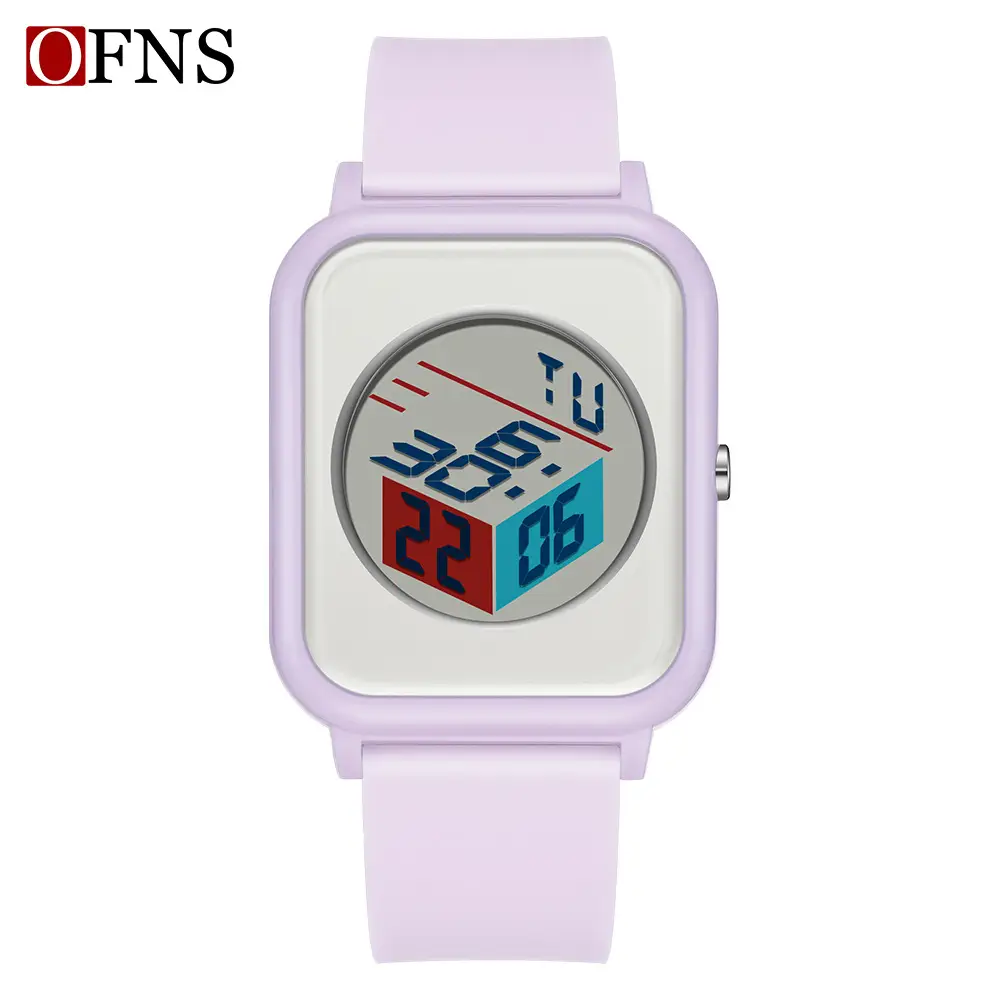 O'FANS Square Watch with Rubik Cube Face & Pink Strap - Image 6