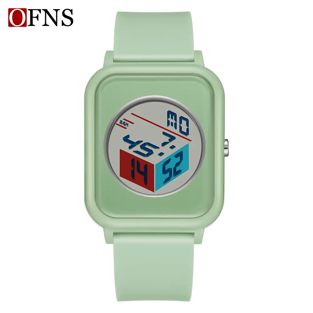 O'FANS Square Watch with Rubik Cube Face & Pink Strap - Image 7