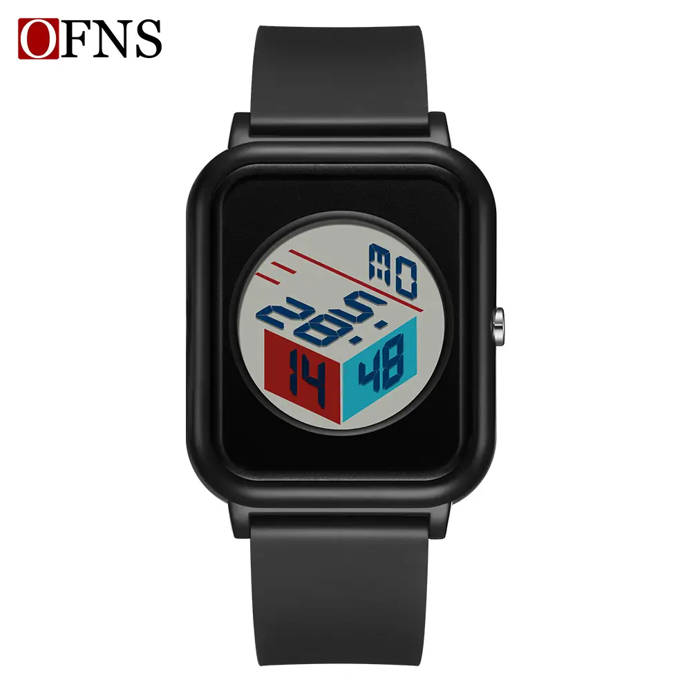 O'FANS Square Watch with Rubik Cube Face & Pink Strap - Image 8
