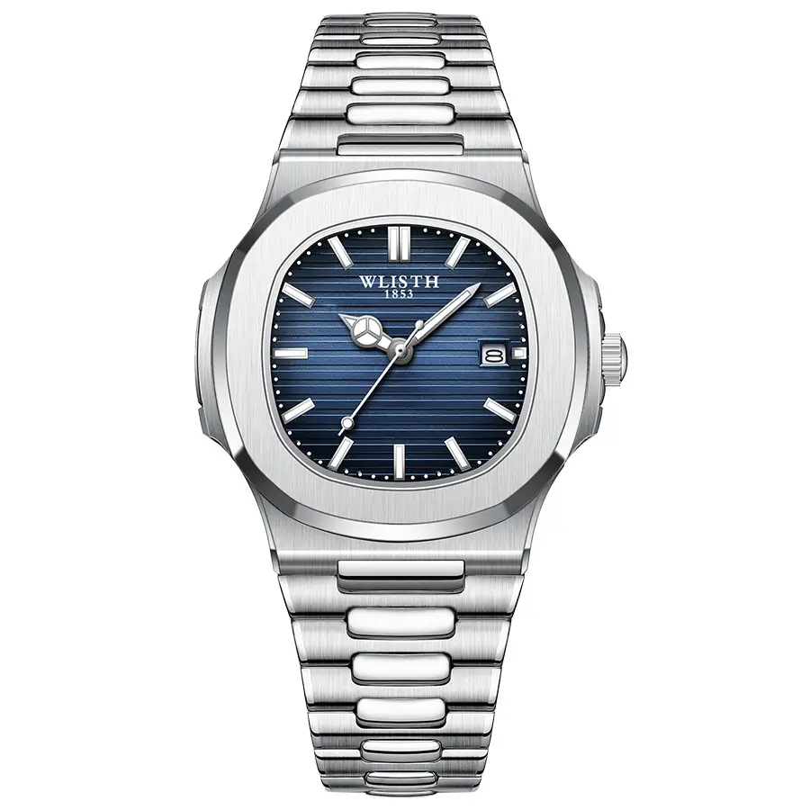 Swiss Brand Men's Quartz Watch Silver Stainless Band