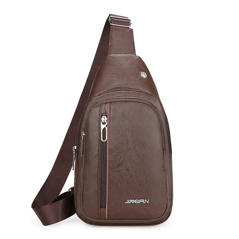 Men's Pu Leather Crossbody Bag Black Brown Single Shoulder - Image 7