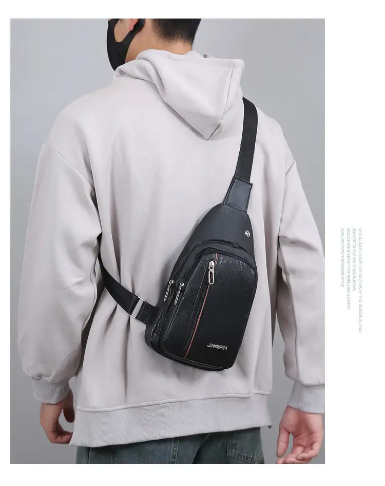 Men's Pu Leather Crossbody Bag Black Brown Single Shoulder — feature 12