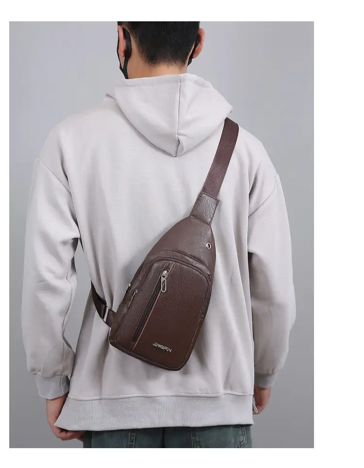 Men's Pu Leather Crossbody Bag Black Brown Single Shoulder — feature 15