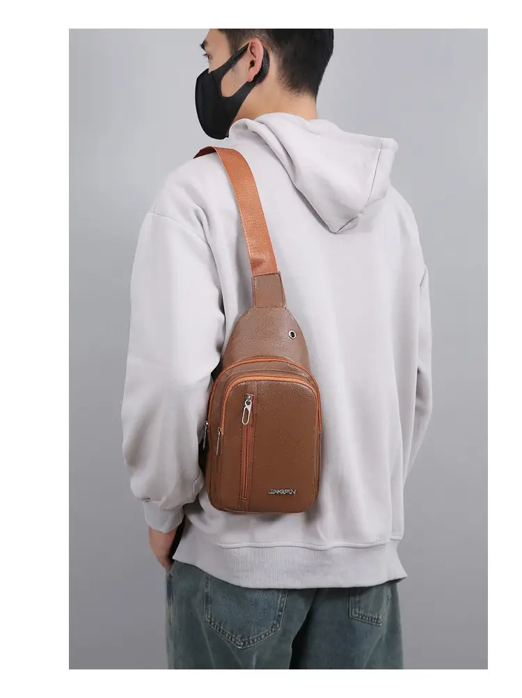Men's Pu Leather Crossbody Bag Black Brown Single Shoulder — feature 16
