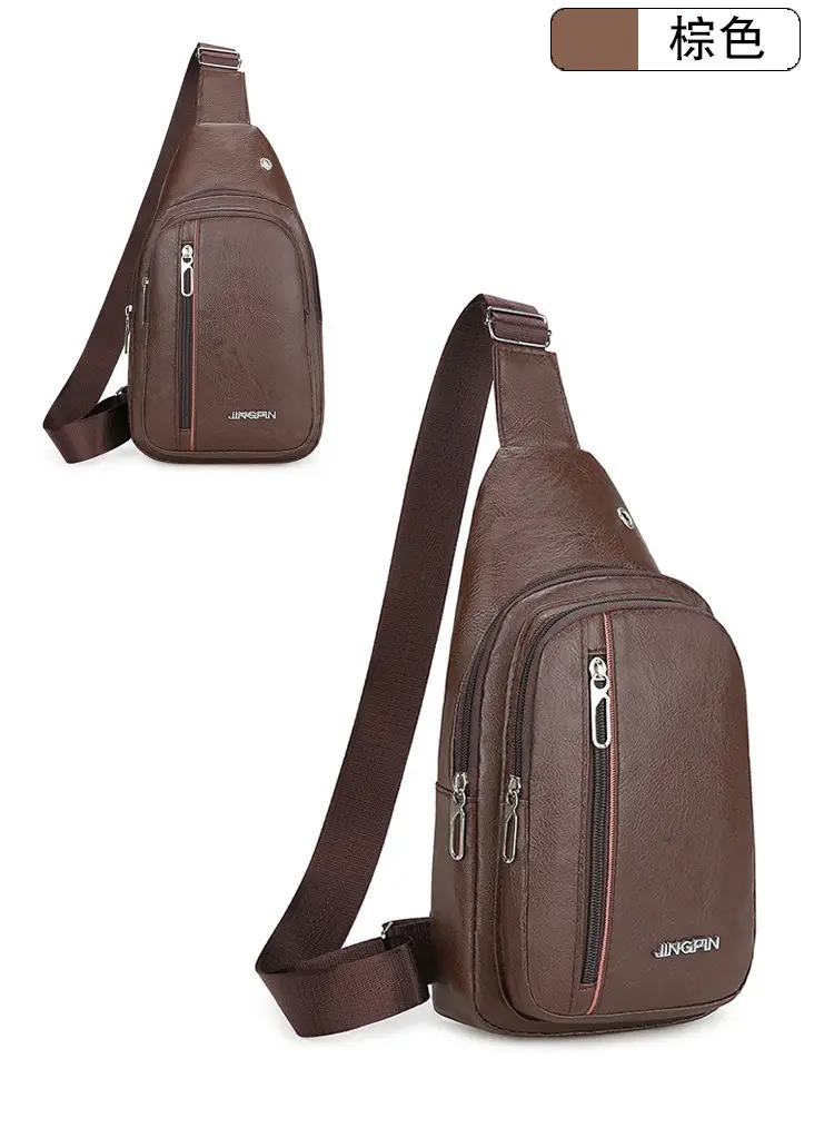 Men's Pu Leather Crossbody Bag Black Brown Single Shoulder — feature 21