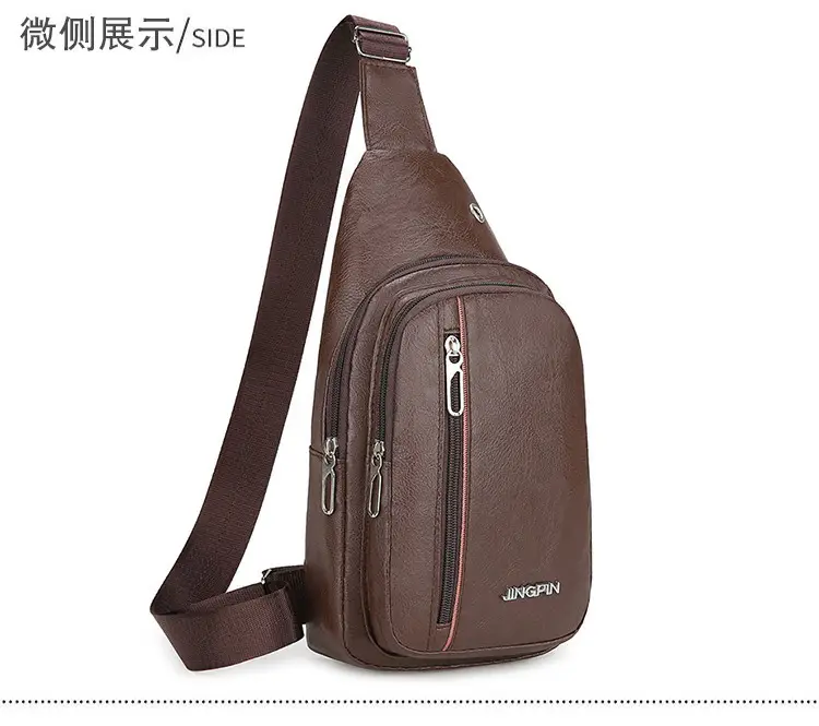 Men's Pu Leather Crossbody Bag Black Brown Single Shoulder — feature 24