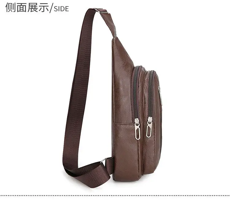 Men's Pu Leather Crossbody Bag Black Brown Single Shoulder — feature 25