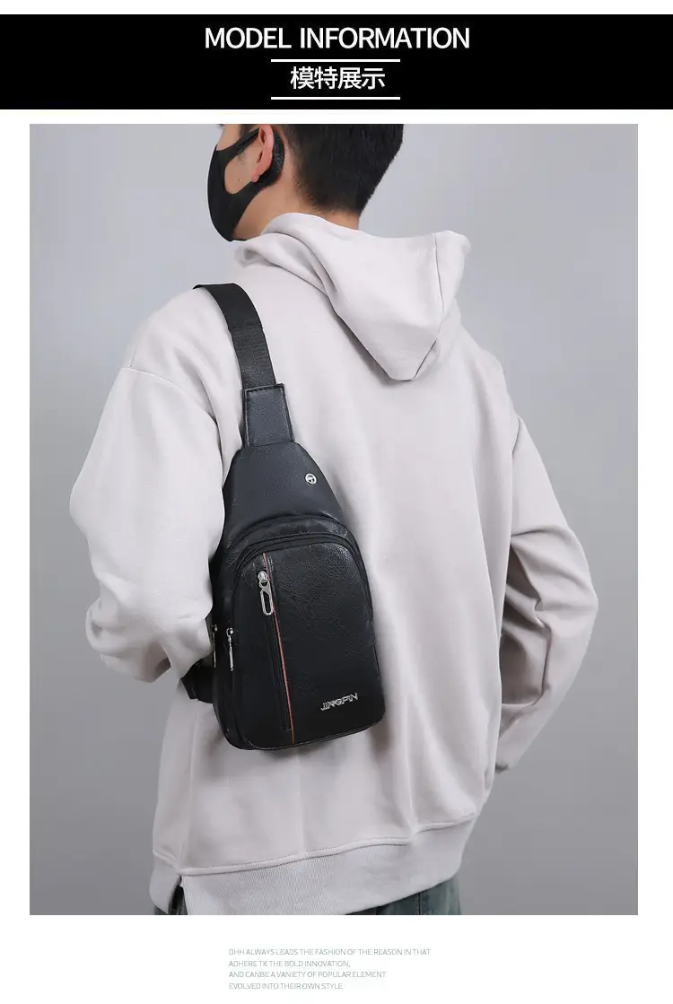 Men's Pu Leather Crossbody Bag Black Brown Single Shoulder — feature 9