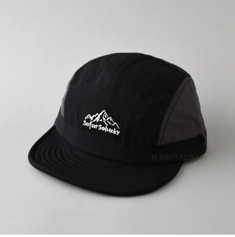 Men Black Mountain Embroidered Cap Summer - Image 6