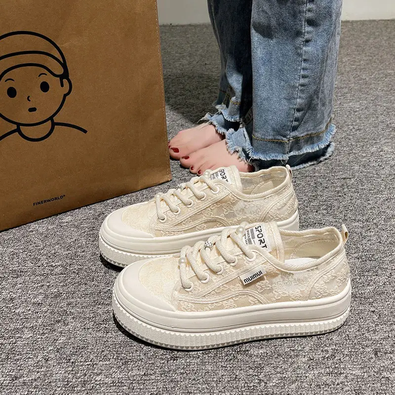 Women's Breathable White Lace Sneakers 2025 - Image 5
