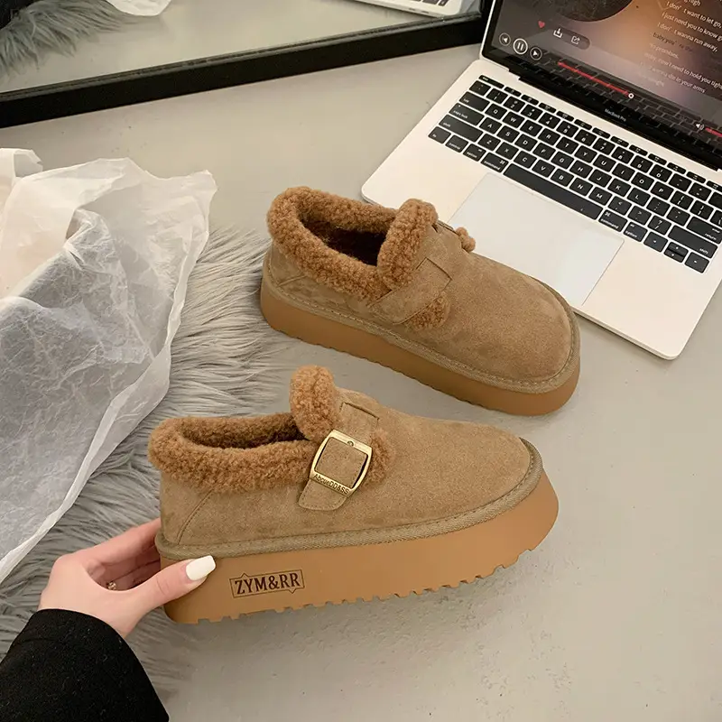 Women's New Winter Velvet Snow Boots with Buckle Strap - Image 2