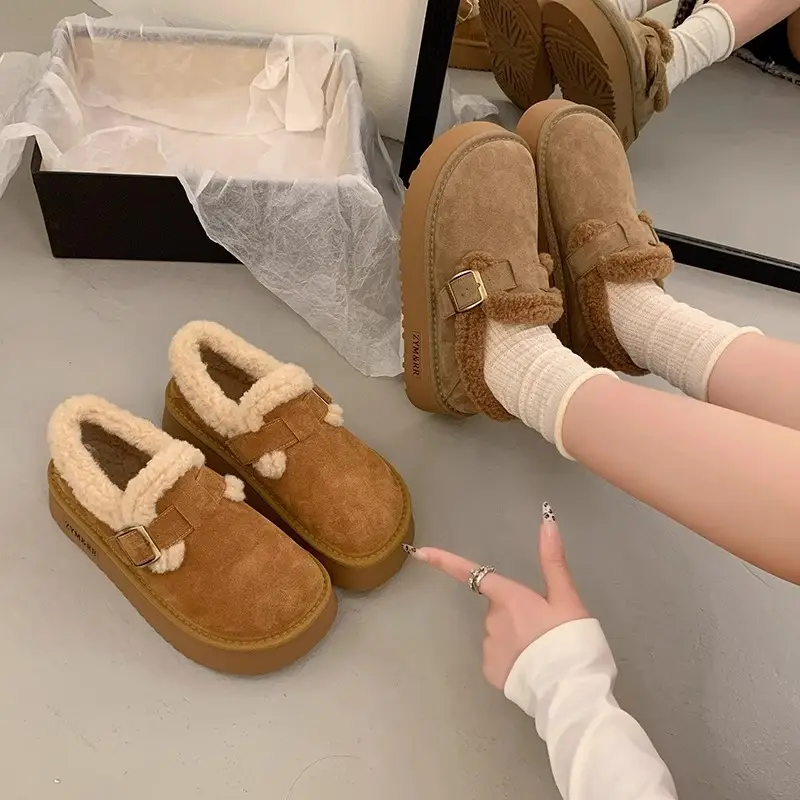 Women's New Winter Velvet Snow Boots with Buckle Strap — feature 4
