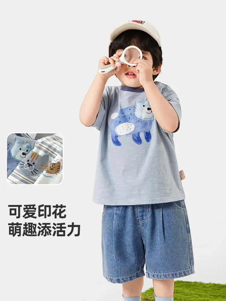 Baby Striped T-Shirt Blue Light Sleeve Summer Wear - Image 9