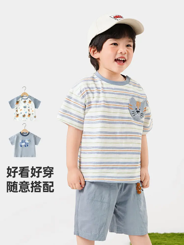 Baby Striped T-Shirt Blue Light Sleeve Summer Wear - Image 10