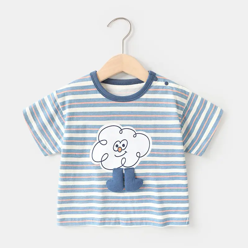 Baby Striped T-Shirt Blue Light Sleeve Summer Wear - Image 7