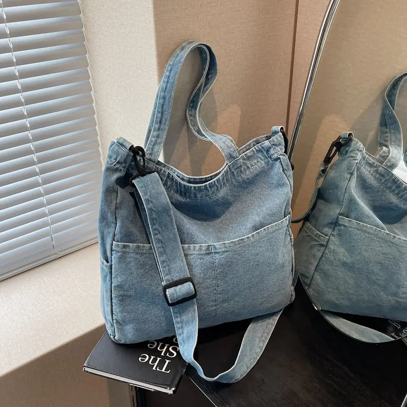 Women Denim Shoulder Bag Large Capacity Casual Commuter - Image 4