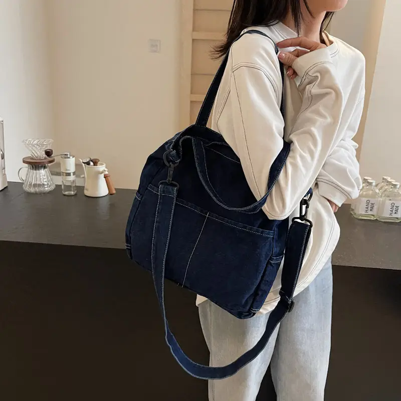 Women Denim Shoulder Bag Large Capacity Casual Commuter - Image 5