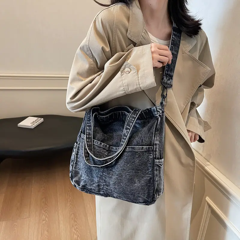 Women Denim Shoulder Bag Large Capacity Casual Commuter - Image 6