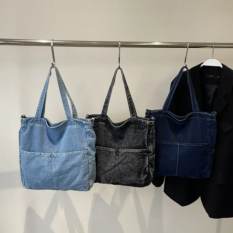 Women Denim Shoulder Bag Large Capacity Casual Commuter - Image 7