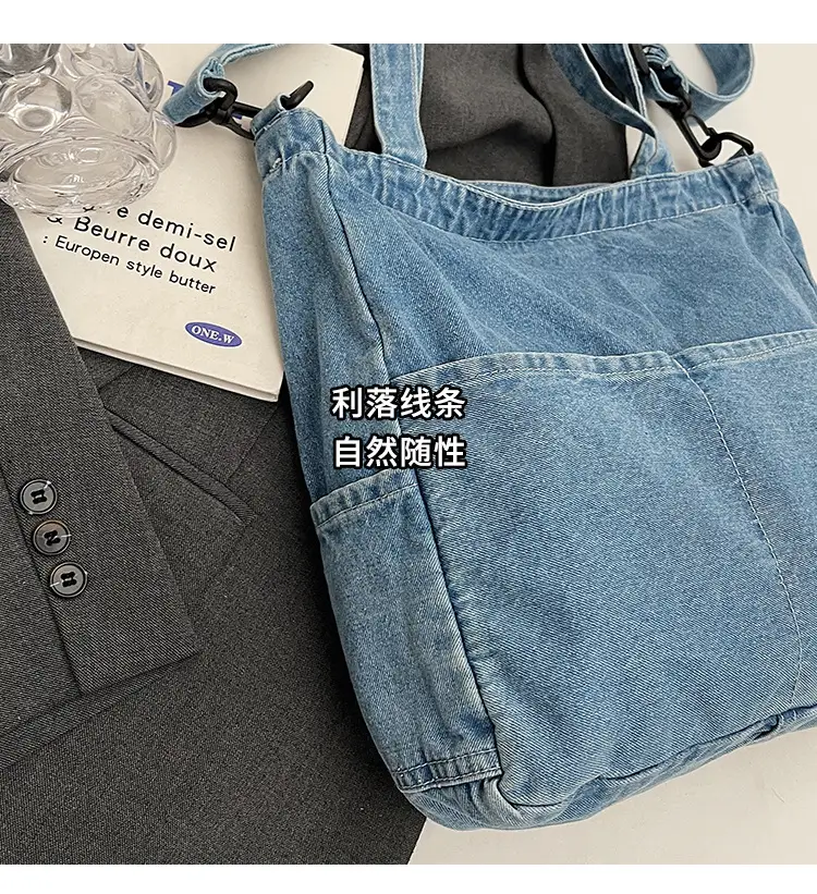 Women Denim Shoulder Bag Large Capacity Casual Commuter — feature 7