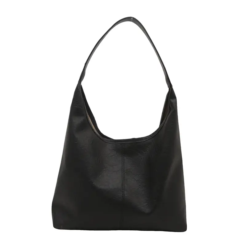 2025 Korean Style Black Leather Tote Bag with Crossbody & Zipper Compartment - Image 9