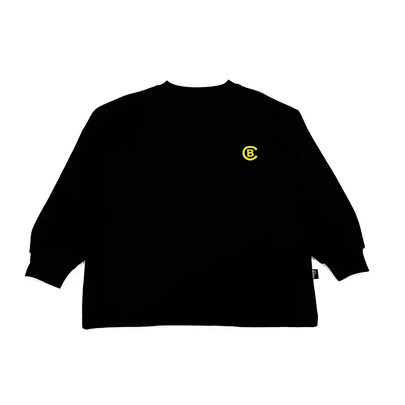 Kids Korean Print Long Sleeve T-Shirt Black