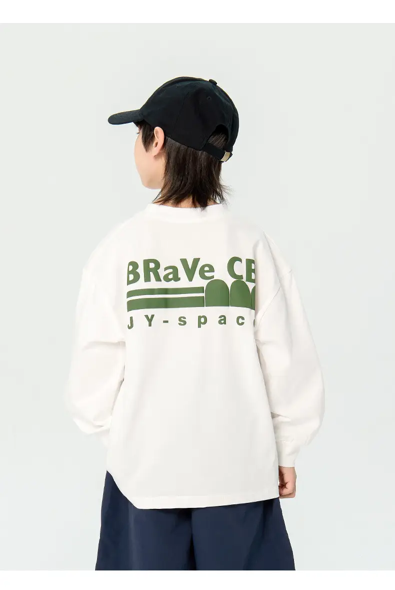 Kids Korean Print Long Sleeve T-Shirt Black — feature 10