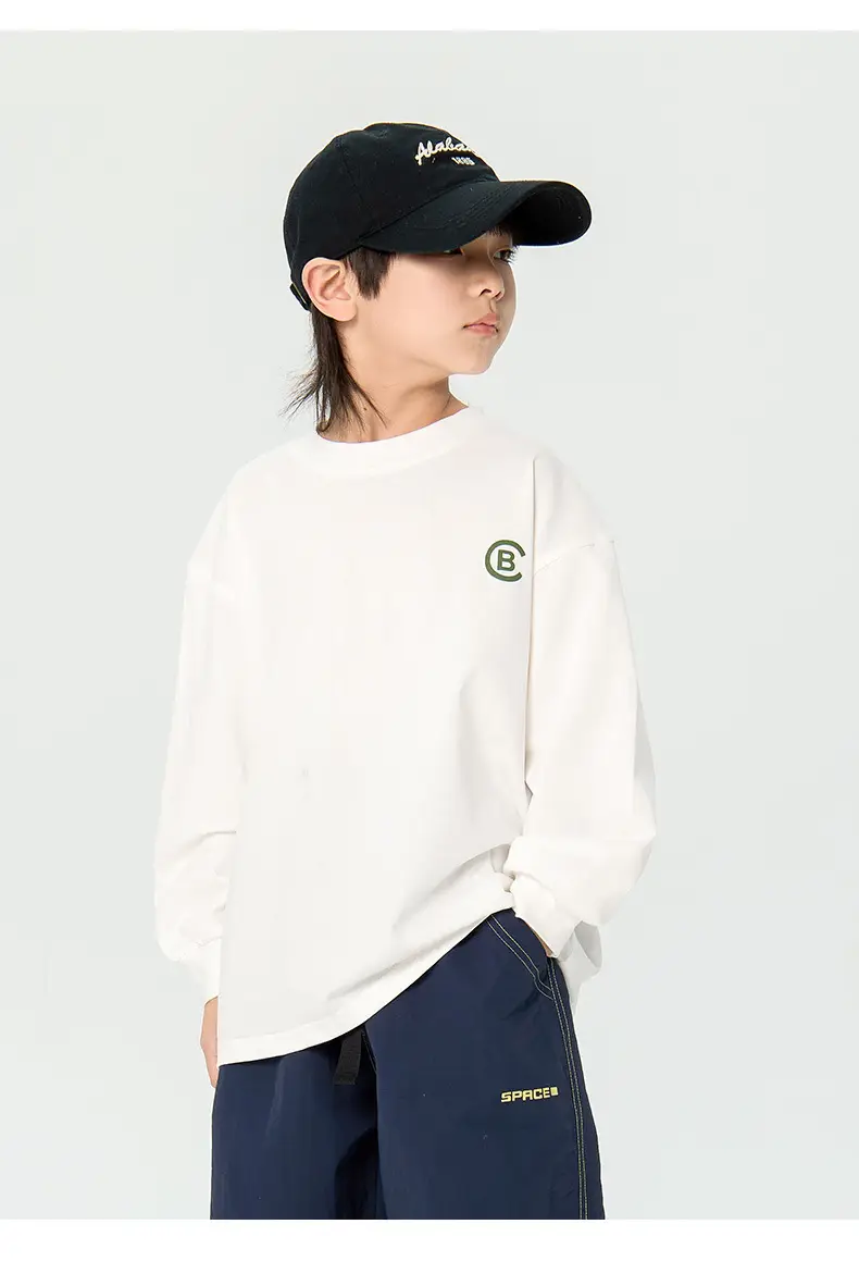 Kids Korean Print Long Sleeve T-Shirt Black — feature 13