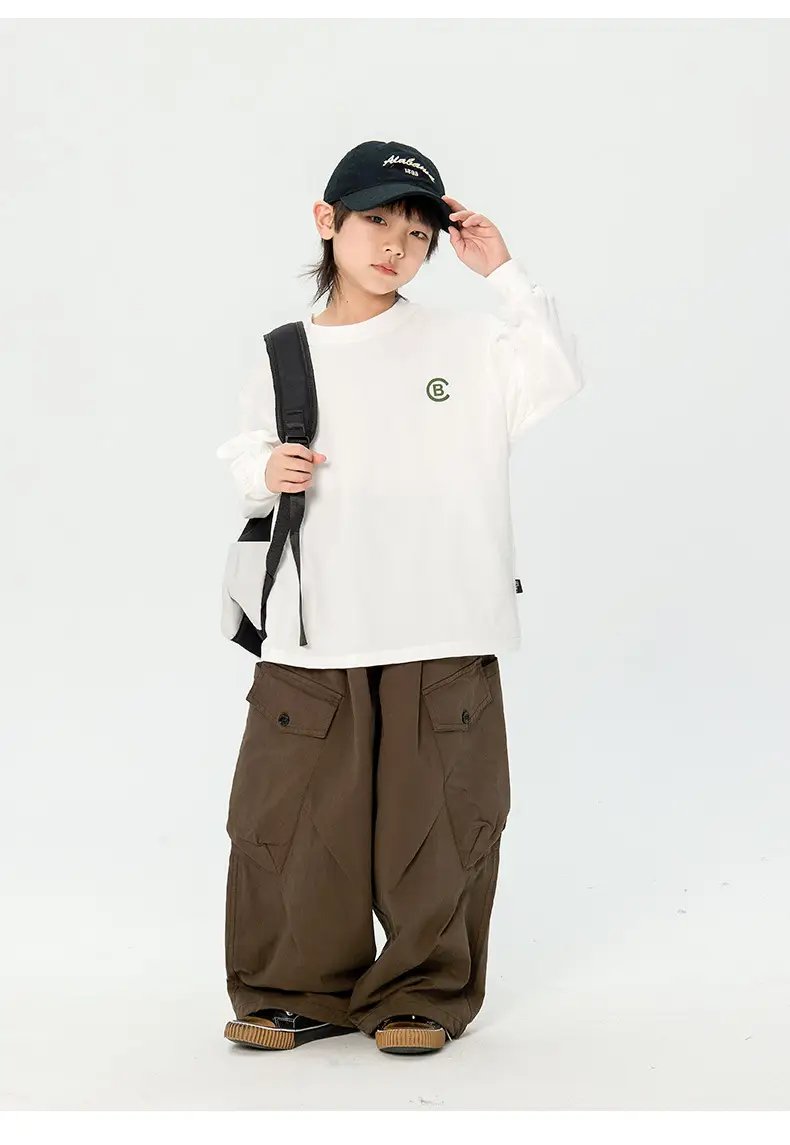 Kids Korean Print Long Sleeve T-Shirt Black — feature 15
