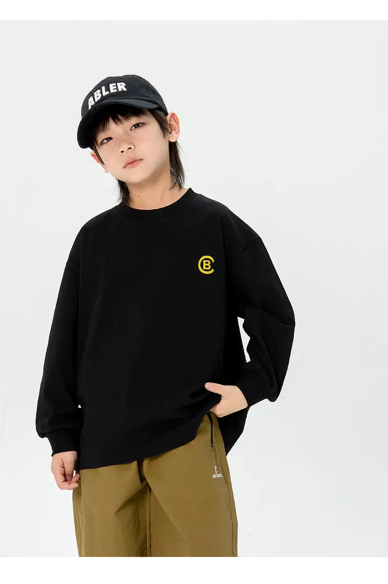 Kids Korean Print Long Sleeve T-Shirt Black — feature 19