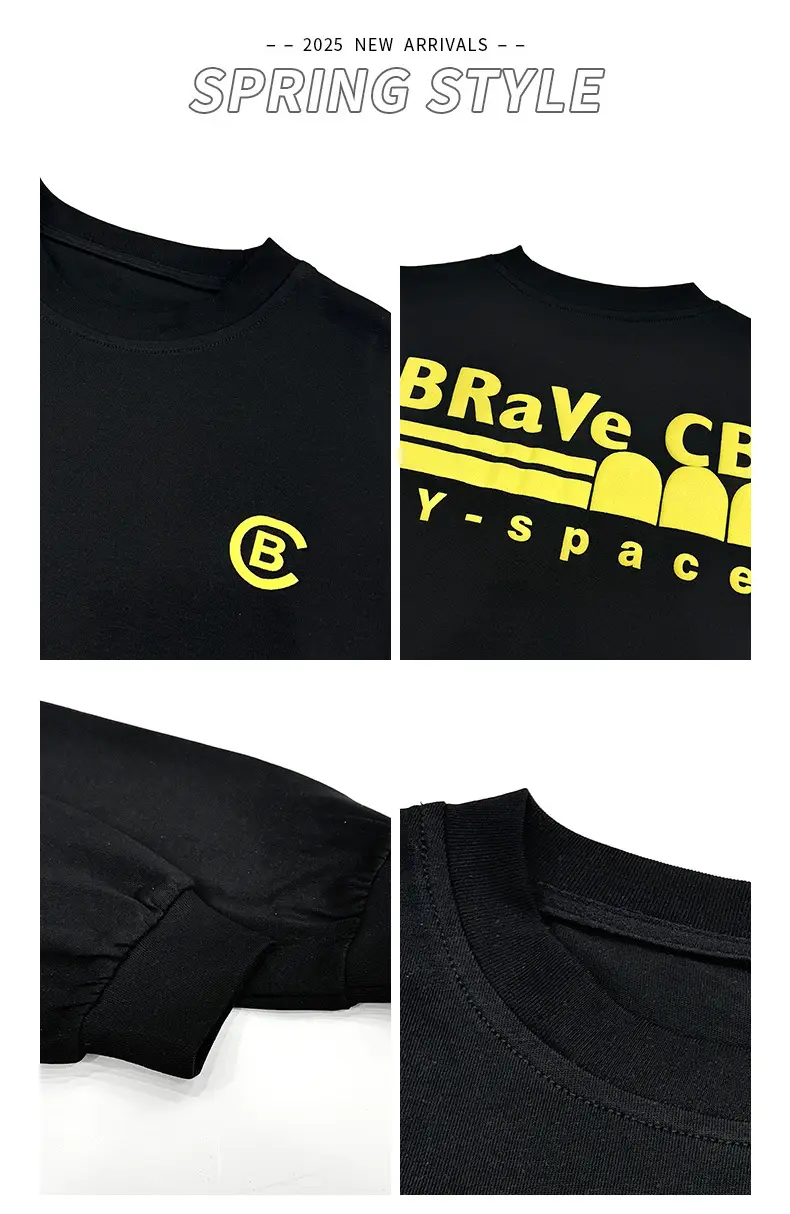 Kids Korean Print Long Sleeve T-Shirt Black — feature 2