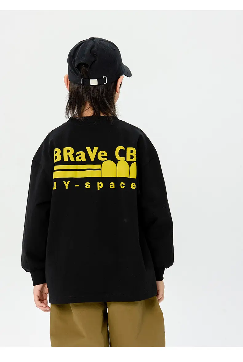 Kids Korean Print Long Sleeve T-Shirt Black — feature 20