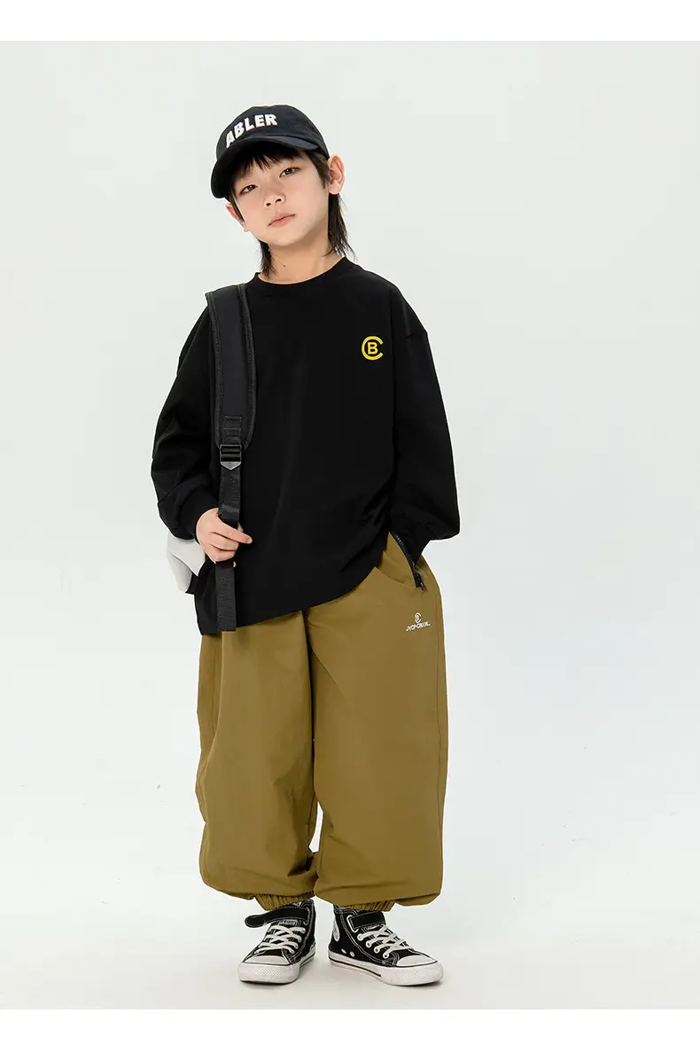 Kids Korean Print Long Sleeve T-Shirt Black — feature 21
