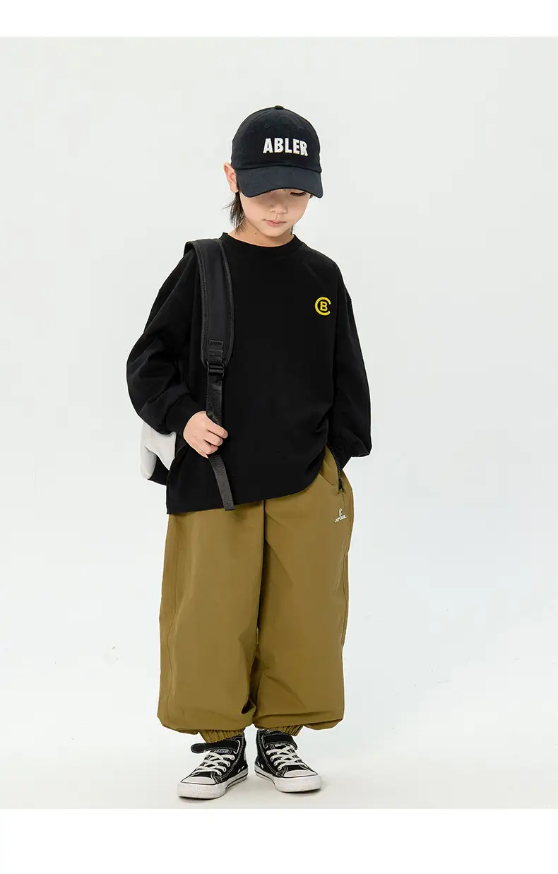 Kids Korean Print Long Sleeve T-Shirt Black — feature 22