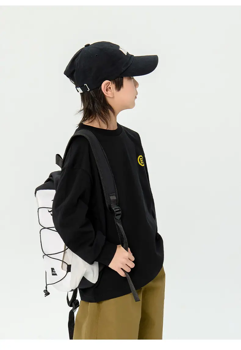 Kids Korean Print Long Sleeve T-Shirt Black — feature 23