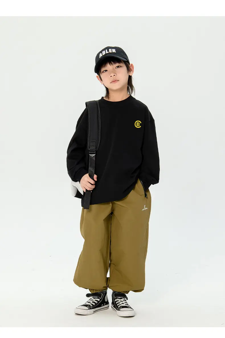 Kids Korean Print Long Sleeve T-Shirt Black — feature 24
